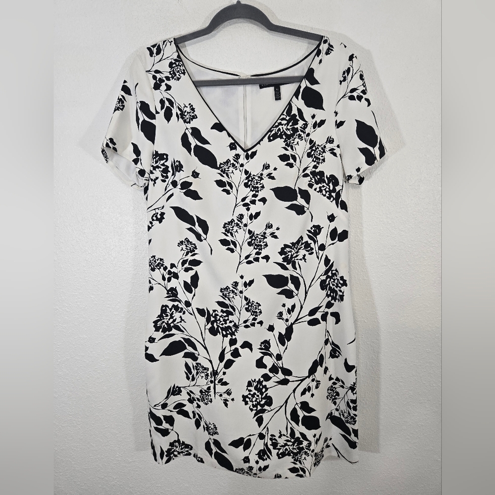 White House Black Market Floral Shift Dress Neutral Office Church Wedding, 12